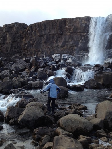 Mom exploring a waterfall at the National Park