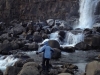 Mom exploring a waterfall at the National Park